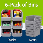 Plastic Containers for Organizing and Storage Bins for Closet, Kitchen, Office, Garage or Pantry Organization, Stackable Bins, Large (14.8