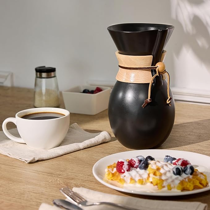 Ceramic Pour Over Coffee Maker with 20 pcs Paper Filter, 8-Cup, 34oz, Pour Over Coffee Dripper