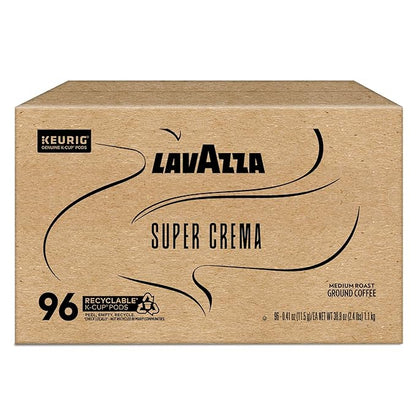 Lavazza Super Crema, Single Serve Keurig® K-Cup® Pods, Medium Espresso Roast Coffee, 96-Count Box