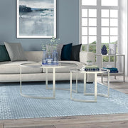 Henn&Hart Round Nested Coffee Table in Satin Silver, for Home, Living Room, Bedroom, Entertainment Room, Office