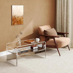 Load image into Gallery viewer, 2-Tier Acrylic Coffee Table, Side End Table with Storage Shelf, Modern Center Table for Living Room, Office, Bedroom, Home Small Space, Easy Assembly (Clear)