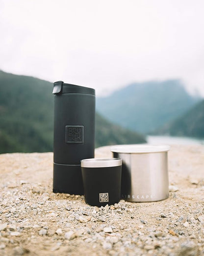 OVRLNDR Travel Coffee French Press, 24 fl.oz Capacity, Double Wall Vacuum Insulated, Easy To Clean Removable Bottom, No Spill Lid, On The Go Coffee Brewing (Obsidian)