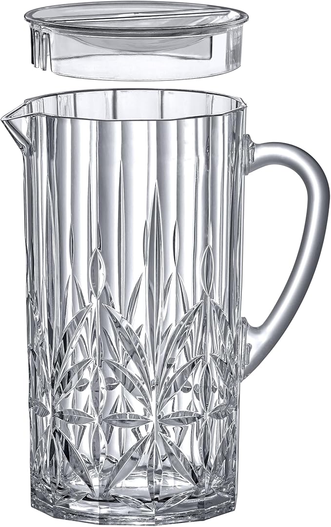 Amazing Abby - Stately - Acrylic Pitcher (80 oz), Clear Plastic Water Pitcher with Lid, Fridge Jug, BPA-Free, Shatter-Proof, Great for Iced Tea, Sangria, Lemonade, Juice, Milk, and More