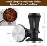 Load image into Gallery viewer, Espresso Tamper, Constant 30lb Coffee Tamper with double Calibrated Spring Loaded, Stainless Steel double spring loaded Coffee Tamper Fits for All Portafilters- Flat Base (58mm, BLACK)