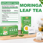 Load image into Gallery viewer, LeafLea 40 Moringa Tea Bags, 100% Natural and Pure Moringa Leaf Herbal Tea, Supports Digestion and Immune Health, Caffeine-Free, Sugar-Free, Vegan