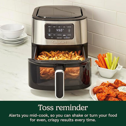 Cuisinart Air Fryer, 6-Quart Basket Large Fryer with 5 Cooking Functions to Roast, Bake, Broil, Air Fry and Keep Warm, 5 Airfryer Presets, Dishwasher-Safe Parts, AIR-200, Stainless Steel & Black