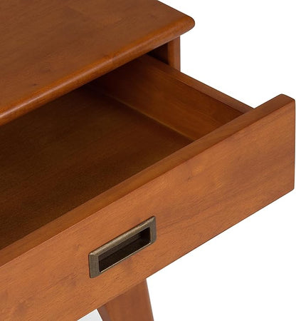 SIMPLIHOME Draper SOLID HARDWOOD 22 inch Wide Rectangle Mid Century Modern End Side Table in Teak Brown for the Living Room and Bedroom