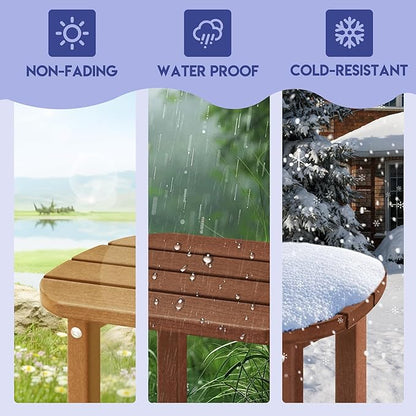 LZRS Outdoor Side Table - 2-Tier Adirondack HDPE Patio End Table for Pool, Porch,Balcony & Backyard,Weather Resistance for Indoor and Outdoor use(Brown)