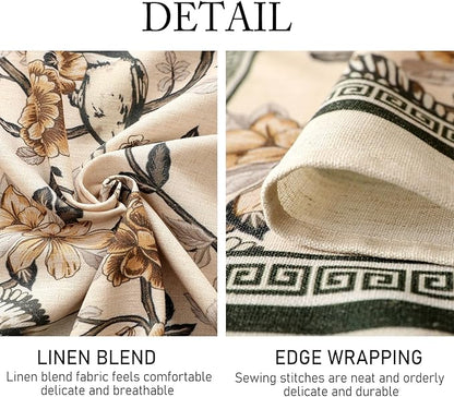 Designer Vintage Linen Extra Long Tablecloth Rectangle,Floral and Bird Pattern Elegant Table Cloth,Fall Wrinkle Resistant Decor Tablecloths for Dining Kitchen Christmas,67"*118"-Murad A