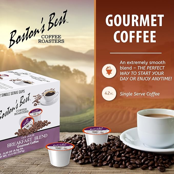 Boston’s Best - Smooth Light-Roast Breakfast Blend, Delicious Gourmet Coffee Compatible with Keurig Coffee Maker, 1 Count (42 Single Serve Cups)