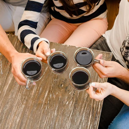 Sweese 5oz Double Wall Glass Espresso Cups Set of 4, Clear Glass Espresso Shot Cups Perfect for Cappuccino, Latte, Tea