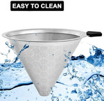Load image into Gallery viewer, Pour Over Coffee Filter Compatible with Chemex 6/8/10 Cups &amp; Hario V60 02 03, Reusable Stainless Steel Metal Cone Slow Drip Coffee Filter, Coffees Pour Over Dripper Filters