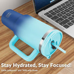 Load image into Gallery viewer, 40oz Tumbler with Handle | Insulated Stainless Steel Travel Mug | 34Hrs Cold &amp; 10Hrs Hot Retention | 100% Leakproof Lid &amp; Straw | Dishwasher Safe + Car Cup Holder Fit (Light Dark Blue Gradient)