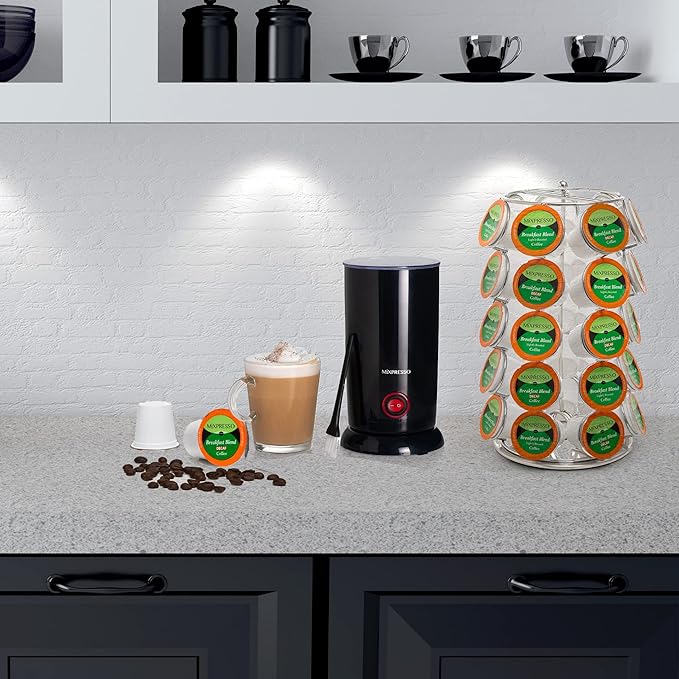 Mixpresso Electric Milk Frother, Stainless Steel Milk Steamer & Milk Warmer, Automatic Shutoff, Non-Stick Interior, Cool Touch, 9.4 oz/6.0oz Capacity, Black Electric Frother for Hot Chocolate