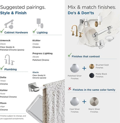 Amerock | Clear/Chrome | Glacio | 5 Piece | Bathroom Accessories Set