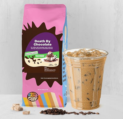Crazy Cups Flavored Ground Decaf Chocolate Coffee, Decaffeinated Death By Chocolate Coffee in 10 oz Bag, For Brewing Flavored Hot or Iced Coffee, 3 Pack