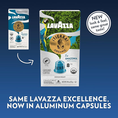 Lavazza TIERRA AMAZONIA USDA ORGANIC Espresso Aluminum Capsules Compatible with Nespresso Original Machines (Pack of 60) ,Value Pack, Medium Roast 100% Arabica, Round & Balanced, notes of chocolate & caramel, Intensity 8 of 13