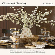 MACKENZIE-CHILDS Enamel Pitcher with Spout for Water, Cut Flowers, and Home Decor, 3 Quarts, Brown-and-White Mocha Check