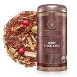 Load image into Gallery viewer, Teabloom Organic Herbal Tea, Ruby Spice Chai Loose Leaf Tea, Spicy and Rich Rooibos Chai with No Caffeine, USDA and EU Certified Organic, Fresh Whole Leaf Blend in Reusable Gift Canister, 3 oz/85 g Canister Makes 35-50 Cups