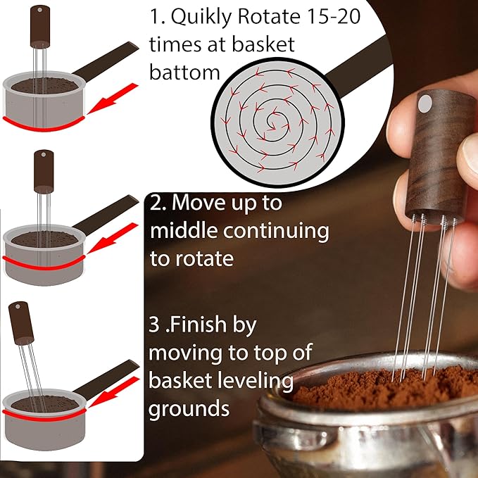 WDT Tool Espresso Stirrers - Coffee Distributor Barista Tools - Espresso Needle Distribution Tool for Coffee Accessories Kit - Walnut Wood Gifts for Coffee Lovers