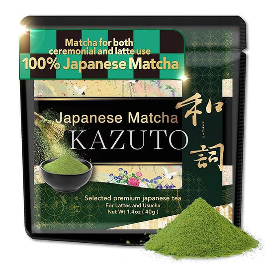 Kazuto Matcha Selected Premium Japanese Green Tea for Lattes and Usucha Superior Premium Grade Authentic Japanese First Harvest from Japan Antioxidants Unsweetned