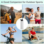 Load image into Gallery viewer, DOMICARE 40 oz Insulated Water Bottle Bulk, Vacuum Insulated Stainless Steel Sports Water Bottle with Straw Lid &amp; Spout Lid, Leakproof, Reusable - Travel, Camping, Bike, White (4 Pack)