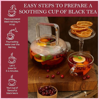 Tealeaf & Co. Cranberry Orange Black Tea Bags Blended with Fresh Herbs and Spices - Organic Black Tea Bags with Orange Peel, Star Anise & Hibiscus - Low Caffeine - Gluten Free - 50 Teabags
