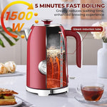 Load image into Gallery viewer, SUSTEAS Electric Kettle - 57oz Hot Tea Water Boiler with Thermometer, 1500W Fast Heating Stainless Steel Pot, Cordless LED Indicator, Auto Shut-Off &amp; Boil Dry Protection, Red