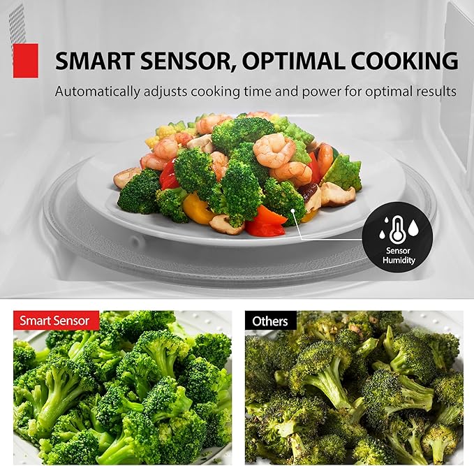 TOSHIBA EM131A5C-SS Countertop Microwave Ovens 1.2 Cu Ft with 12.4" Removable Turntable Smart Humidity Sensor, 12 Auto Menus Mute Function ECO Mode Easy Clean Interior, 1000W, Silver