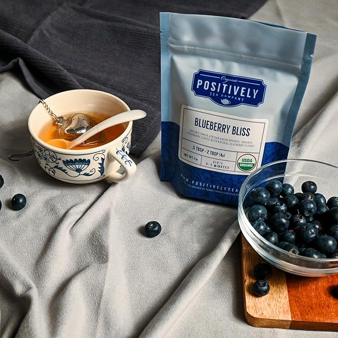 Organic Positively Tea Company, Blueberry Bliss Rooibos Tea, Loose Leaf, 4 Ounce