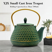 Cast Iron Tea Kettle, Japanese Tetsubin Teapot Coated with Enameled Interior, Durable Cast Iron Teapot with Stainless Steel Infuser for Stovetop Safe(1000ml/34oz)