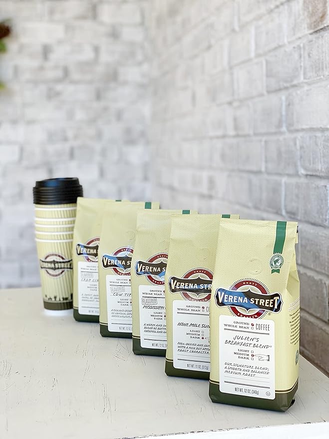 Verena Street 10 Ounce Flavored Ground Coffee, Crop Circles Vanilla Hazelnut, Medium Roast, Rainforest Alliance Certified Arabica Coffee