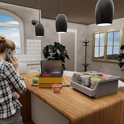 Plastic Containers for Organizing and Storage Bins for Closet, Kitchen, Office, Garage or Pantry Organization, Stackable Bins, Extra Large (14.8" x 16.5" x 7"), 4-Pack, Grey