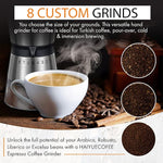 Load image into Gallery viewer, Manual Coffee Grinder with 8 Adjustable Coarseness Settings, Hand Crank Coffee Mill with Ceramic Burr for Espresso Beans, French Press, Pour Over, Drip Coffee – Rustproof, Non-Dulling