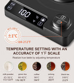 Load image into Gallery viewer, 1.0L Electric Gooseneck Kettle, ±1℉ Temperature Control &amp; Keep warm, for Pour Over Coffee and Tea, 304 Stainless Steel Inner and lid, Quick Heating Electric Kettles for Boiling Water