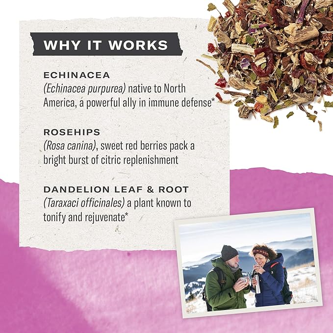 Numi Organic Immune Boost Tea, 16 Tea Bags (Pack of 3), Echinacea, Dandelion and Rosehips, Caffeine Free