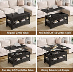 Load image into Gallery viewer, Rolanstar Coffee Table Lift Top, Multi-Function Convertible Coffee Table with Drawers and Hidden Compartment, Converts to Dining Table for Living Room, Home Office,Black