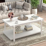 Load image into Gallery viewer, FOLUBAN White Coffee Table, Modern Rustic Wood and Metal Center Table with Storage Shelf, Rectangle Cocktail Tea Table for Living Room, 42 Inch