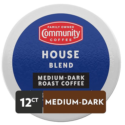 Community Coffee House Blend 12 Count Coffee Pods, Medium-Dark Roast, Compatible with Keurig 2.0 K-Cup Brewers, Box of 12 Pods (Pack of 2)