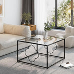 Load image into Gallery viewer, Black Coffee Table Modern Center Table,Glass Square Minimalist Coffee Table Tea Table for Living Room,Tempered Glass-top with Sturdy Metal Frame, Easy Assembly,26.4 x 26.4 x 15.7 Inches