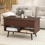 Load image into Gallery viewer, Tangkula Lift Top Coffee Table, Modern Cocktail Table with Hidden Compartment &amp; 2 Open Shelves, Flip Top Center Table, Wooden Pull up Coffee Table for Living Room, Reception Room, Office (Brown)
