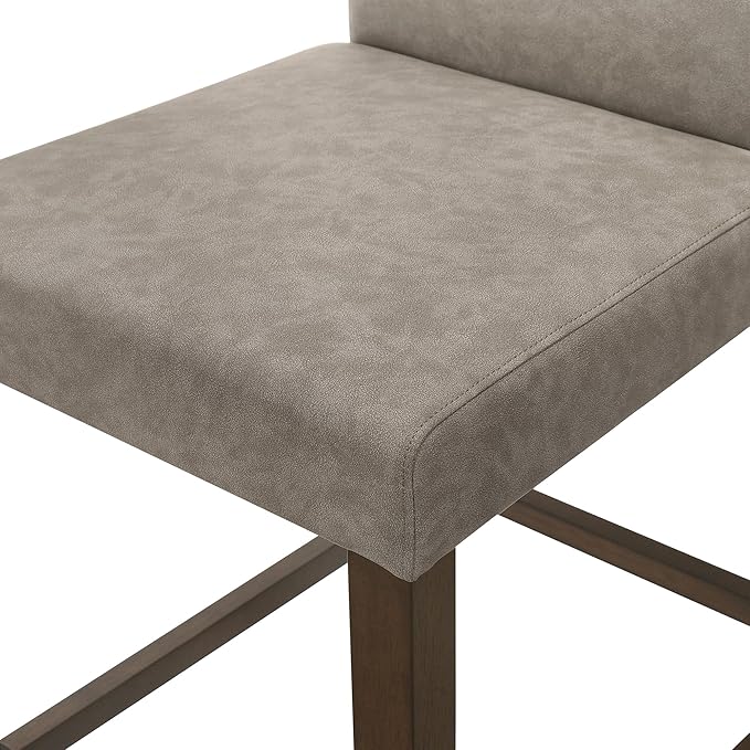 CHITA Counter Height Bar Stools Set of 2, 27" H Seat Height Upholstered Barstools, PU Leather in Stone Grey