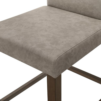 CHITA Counter Height Bar Stools Set of 2, 27" H Seat Height Upholstered Barstools, PU Leather in Stone Grey