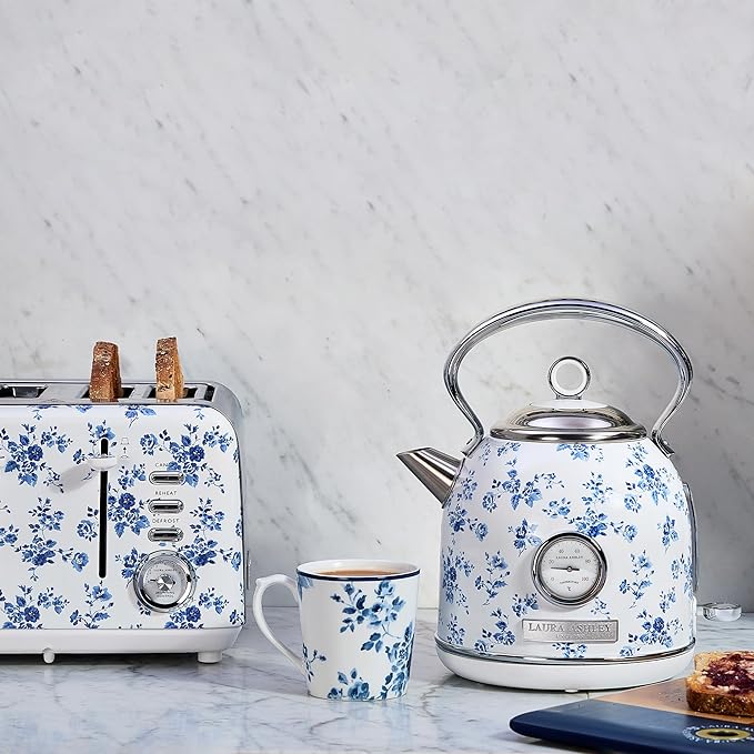 Laura Ashley Stainless Steel Electric Kettle 1.7 Liter - 1500W Rapid Boil Electric Kettles for Boiling Water - Electric Tea Kettles Automatic Shut Off - Overheat & Boil Dry Protection Cordless Kettle