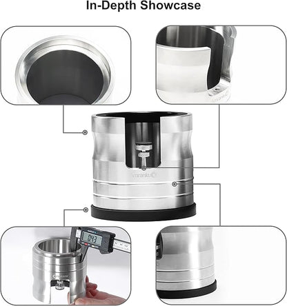 Portafilter Holder - Espresso Tamping Station Crafted from Solid 304 Stainless Steel for Most 58mm Portafilters with Adjustable Height Screw | Stable and Efficient Puck Preparation