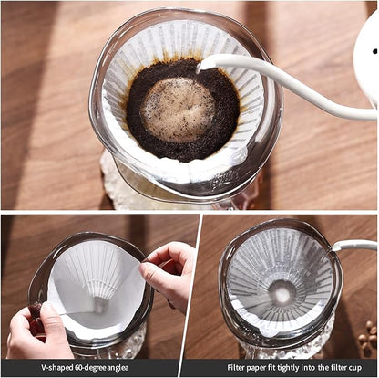 Bincoo Pour Over Coffee Dripper and Filters,Safe Tritan Plastic Coffee Dripper with 50pcs Filters Paper,Size 02 Dripper Coffee Maker Slow Brewing Coffee Pour Over for Cafe,Travel,Home(Gray)