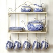 Spode Blue Italian Teapot with Infuser - 40 oz Countryside-Inspired Ceramic Teaware for Afternoon Tea, Earthenware Brunch Tableware, Vintage-Inspired Tea Party Hosting