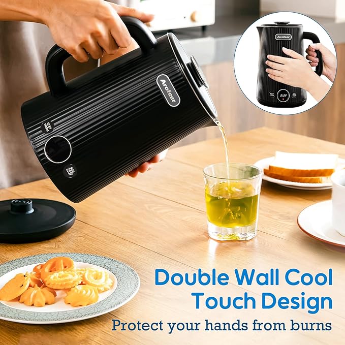 Arofeer® 1.7L(57oz) Large Electric Kettle Temperature Control, 7+Cups Electric Tea Kettle for Coffee&Tea, 2 quarts Big Hot Water Kettle Electric with,1200W,Keep Warm-Black