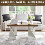 Load image into Gallery viewer, OKD Modern Coffee Table, 48" Twisted Center Table with Wood Thickened Pedestal, Rectangular Rustic Living Room Table, Farmhouse Storage Low Cocktail Tea Table, Antique White