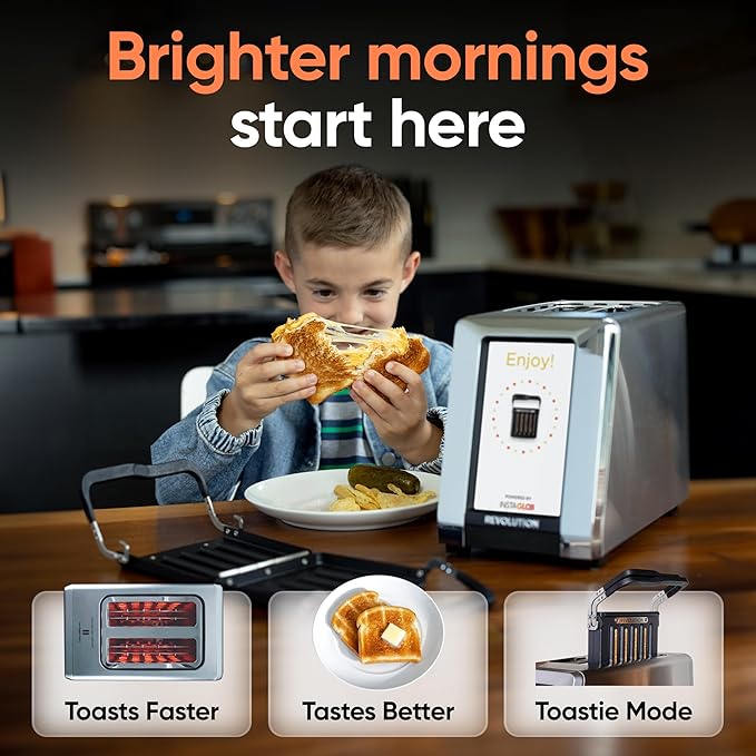 Revolution R180 Connect Plus Smart Toaster with Touchscreen – Choose from 40+ Bread Types, 7 Browning Levels, & Toastie Press Mode – Digital Picture Frame, Weather Widget, and Clock